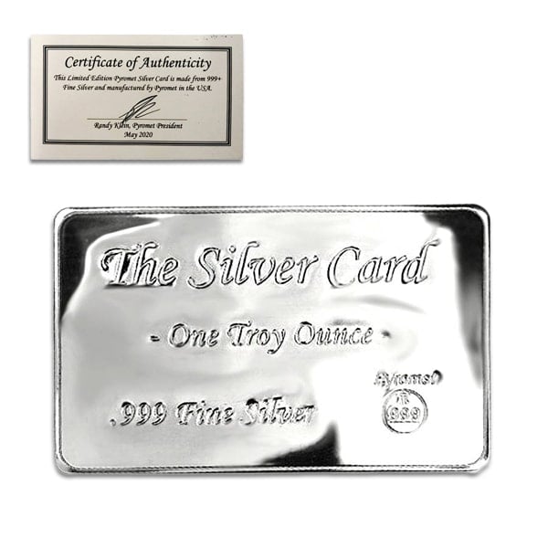 Pyromet Silver Card - 1 Troy Oz, .999 Pure - Money Metals Exchange