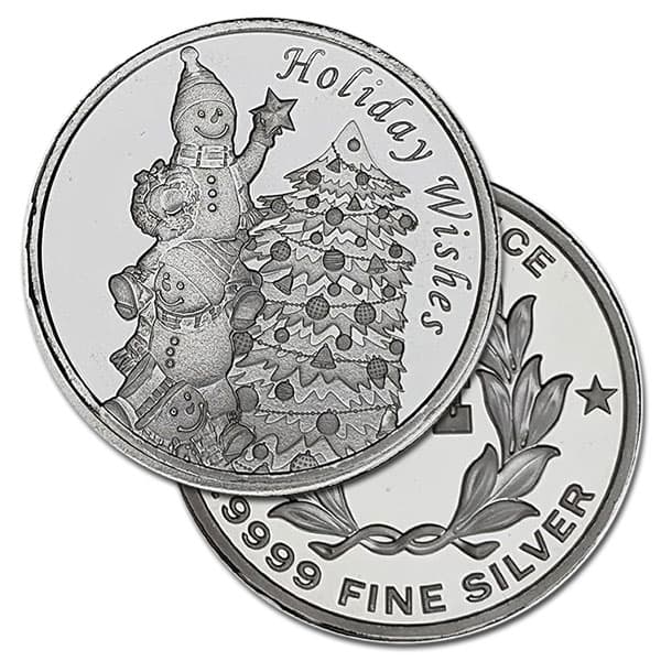 Holiday / Snowman Silver Round - 1 Troy Ounce, .999 Pure