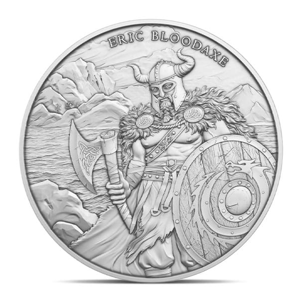 Legendary Warriors Eric Bloodaxe  - .999 Pure Silver Round, 1 Troy Oz