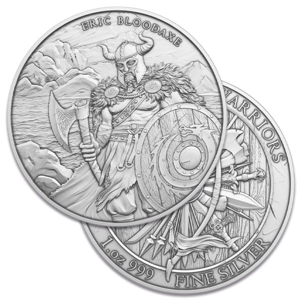 Legendary Warriors Eric Bloodaxe  - .999 Pure Silver Round, 1 Troy Oz