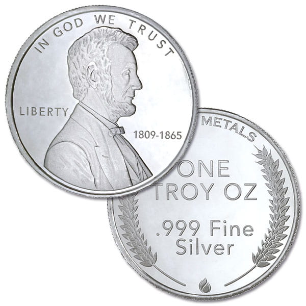 Lincoln Silver Round - 1 Troy Ounce, .999 Pure