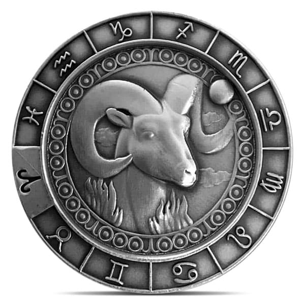 Aries the Ram 1 Oz Zodiac Silver Round - .999 Pure