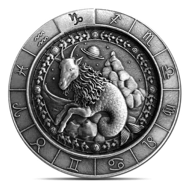 Capricorn the Goat 1 Oz Zodiac Silver Round - .999 Pure