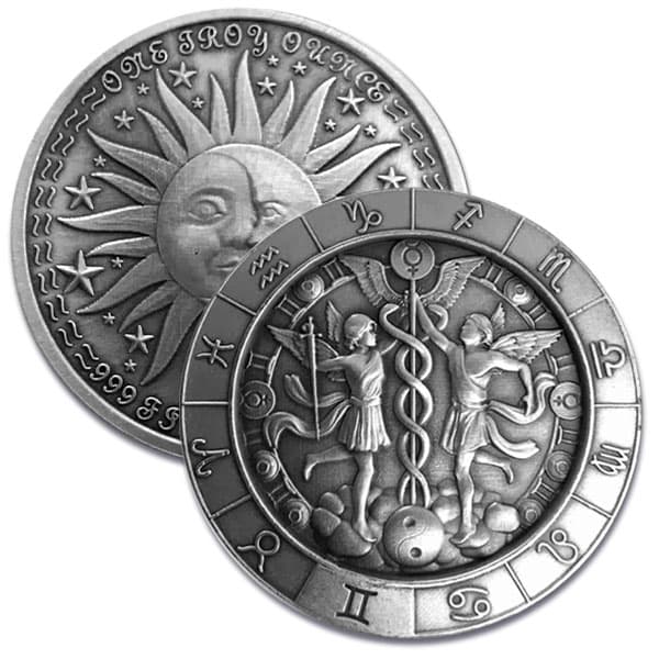 Gemini the Twins 1 Oz Zodiac Silver Round - .999 Pure