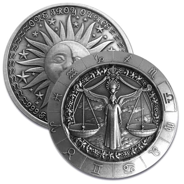 Libra the Scales 1 Oz Zodiac Silver Round - .999 Pure