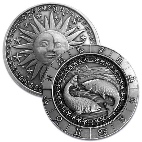Pisces the Fish 1 Oz Zodiac Silver Round - .999 Pure