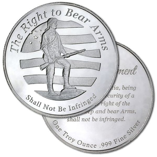 2nd Amendment / Patriot Silver Round - 1 Troy Ounce, .999 Pure