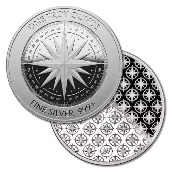 Compass Rose / Asahi Silver Round - 1 Troy Ounce, .999 Pure