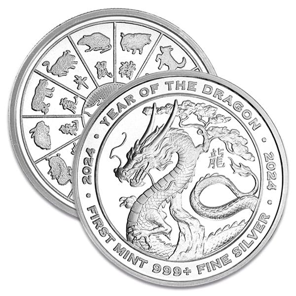 First Mint Lunar Dragon Round - .999 Pure Silver, 1 Troy Oz