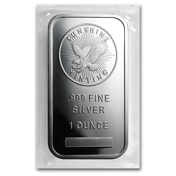 Sunshine Minting 1 Ounce Bar, .999 Pure Silver