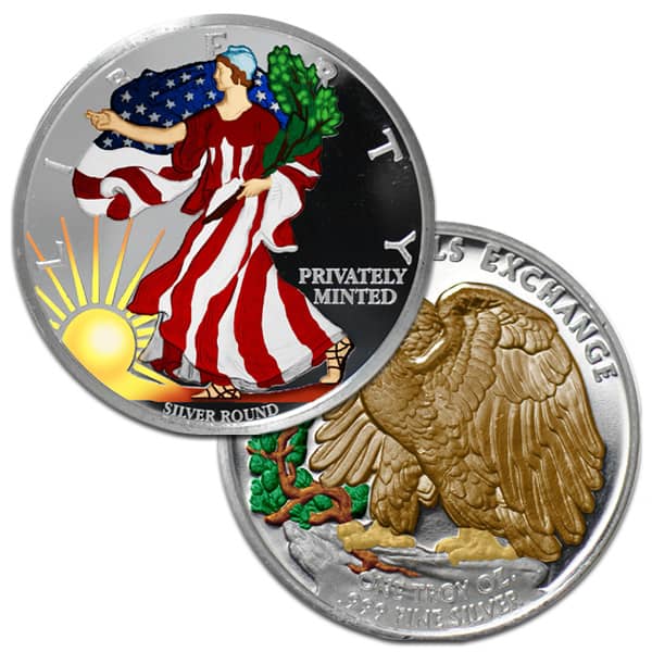 Colorized Walking Liberty 1 Troy Oz Silver Round - .999 Pure