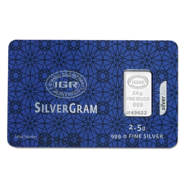 2.5 Gram SILVER Bar - IGR, .999 Pure