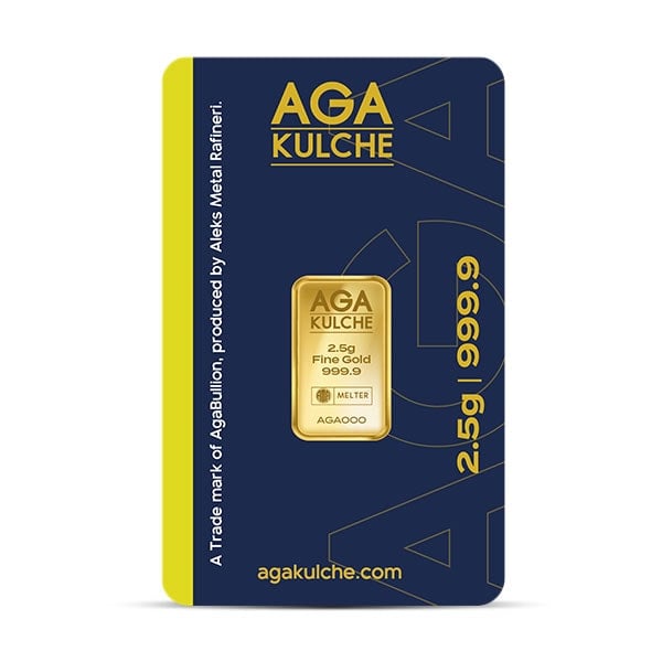 AgaBullion Gold Bar, 2.5 Gram, .9999 Pure in Assay Package