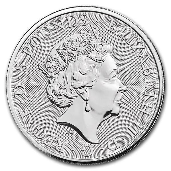2019 British Royal Mint Queen's Beast; Yale - 2 Oz Silver Coin .9999 Pure