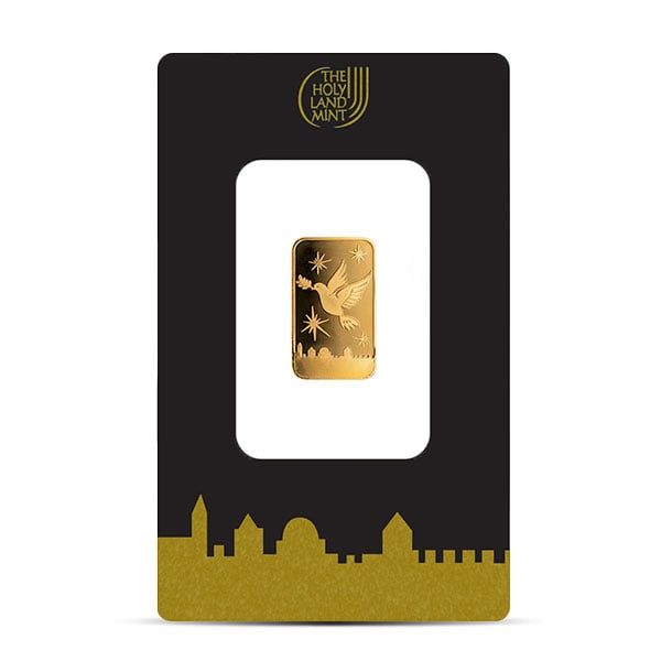 Holy Land Mint Dove of Peace Gold Bar, 2.5 Gram, .9999 Pure in Assay Package