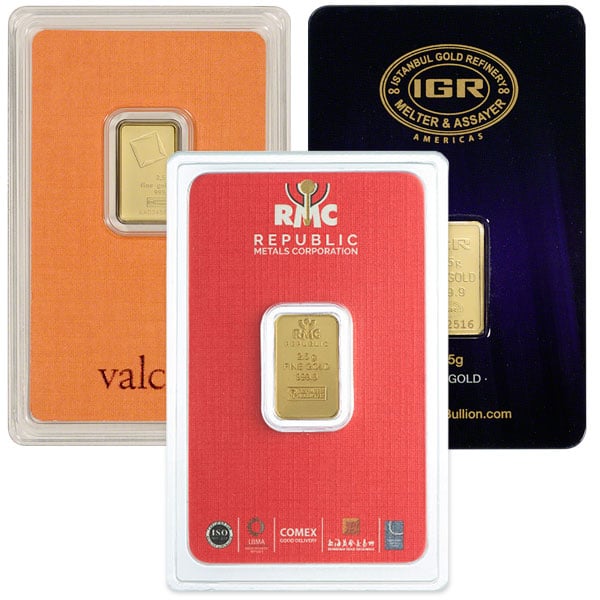 2.5 Gram Gold Bar, .9999 Pure (Brand our Choice)