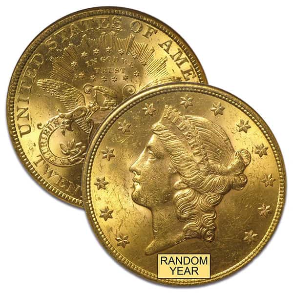 MS62 Graded $20 Liberty U.S. Gold Coin (PCGS / NGC) - Random Dates