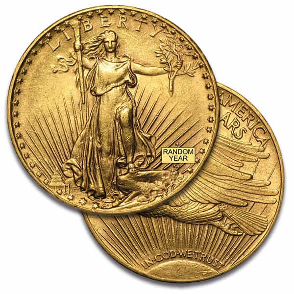 $20 St. Gaudens U.S. Gold, Almost Uncirculated (AU), 0.9675 Troy Ounce Gold Content