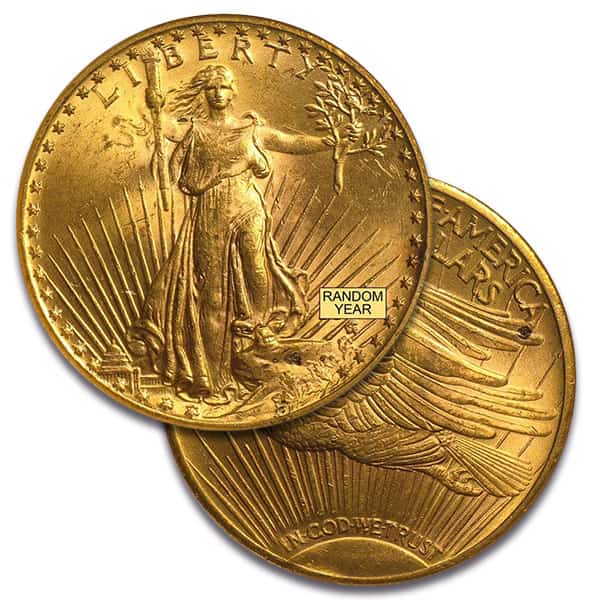 MS62 Graded St. Gaudens $20 U.S. Gold Coin (PCGS / NGC) - Random Dates