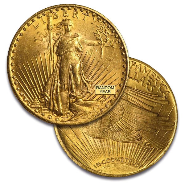 MS63 Graded St. Gaudens $20 U.S. Gold Coin (PCGS / NGC) - Random Dates