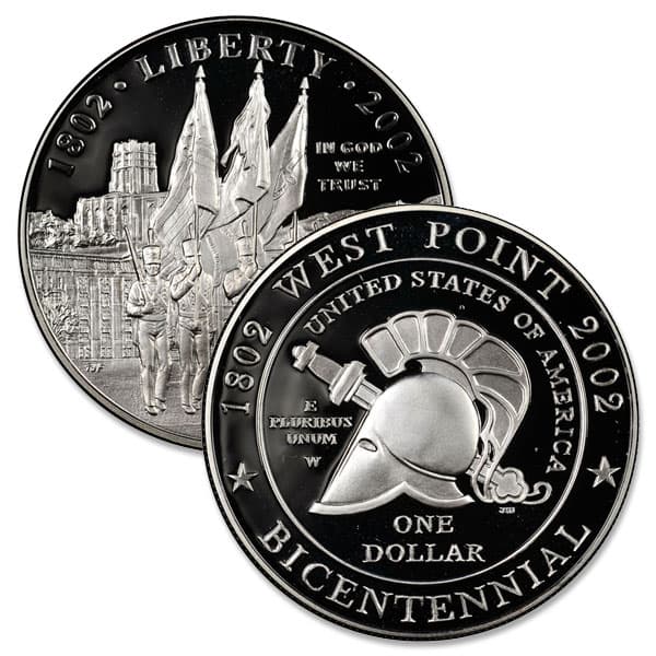 2002-W West Point $1 Silver Commemorative Proof Coin (in capsule only)