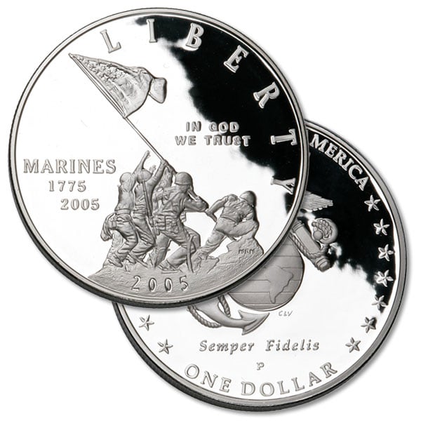 2005-P Marine Corps 230th Anniversary $1 Silver