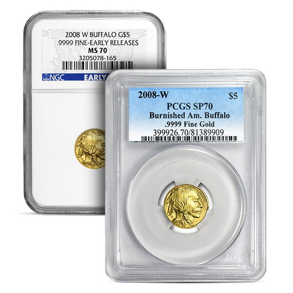 2008 MS70 Graded American Buffalo - 1/10 Troy Ounce .9999 Pure Gold (PCGS / NGC)