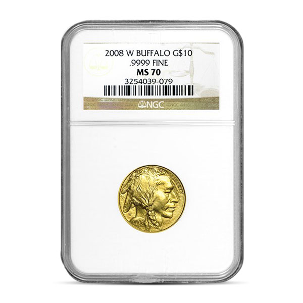 2008 MS70 Graded American Buffalo - 1/4 Troy Ounce .9999 Pure Gold (PCGS / NGC)