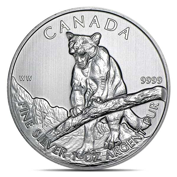 2012 RCM Silver Cougar, Wildlife Series - 1 Troy Oz, .9999 Silver
