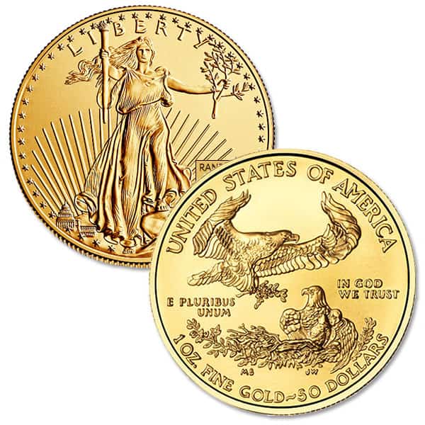 1 oz Gold American Eagle Coin, TYPE 1 Design (Dates Our Choice)