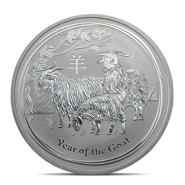 2015 Year of the Goat  Perth Mint Lunar Series - 2015 Year of the Goat, 1 Oz .999 Silver