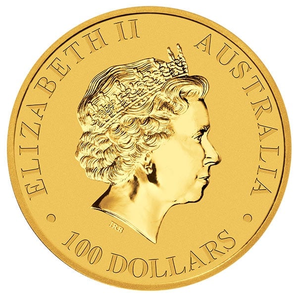 1 Oz Australian Kangaroo Gold Coin Featuring Queen Elizabeth II