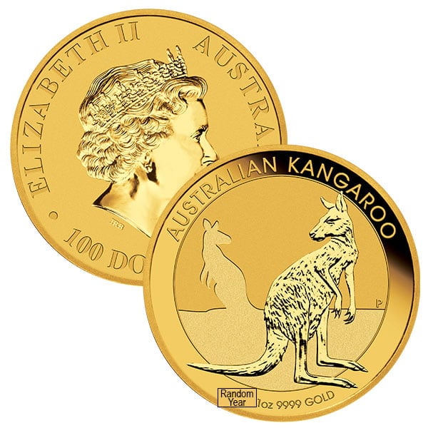 1 Oz Australian Kangaroo Gold Coin Featuring Queen Elizabeth II