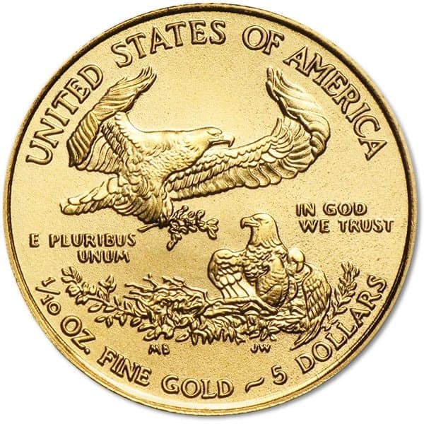 1/10 Oz American Gold Eagle Coin, Type 1 Design (Dates Our Choice)