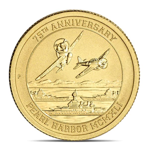 2016 1/10 Oz Gold Pearl Harbor Coin, .9999 Pure