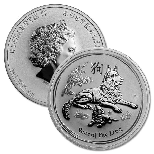 Perth Mint Lunar Series - 2018 Year of the Dog, 1 Oz .9999 Silver