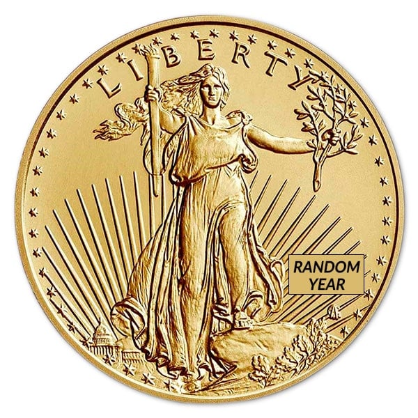 1/10th Oz American Gold Eagle Coin - New / Type 2 Design (Dates Our Choice)