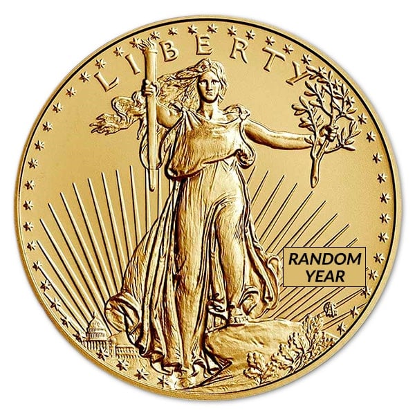 1/2 Oz American Gold Eagle Coin - New / Type 2 Design (Dates Our Choice)