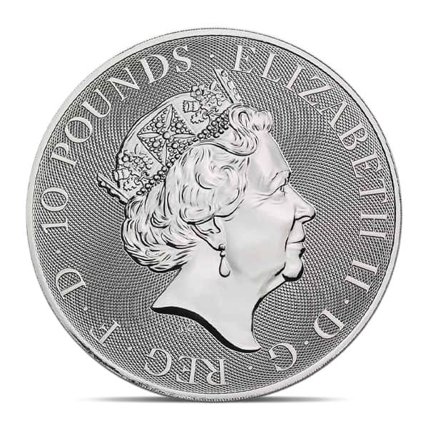 2021 British Royal Mint Queen's Beast; The White Horse - 10 Oz Silver Coin .9999 Pure