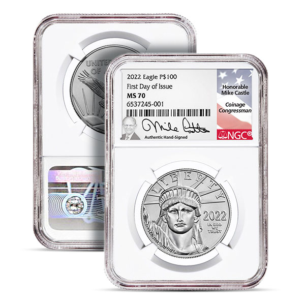 2022 MS70 Graded 1 Troy Oz Platinum American Eagle (NGC) - Mike