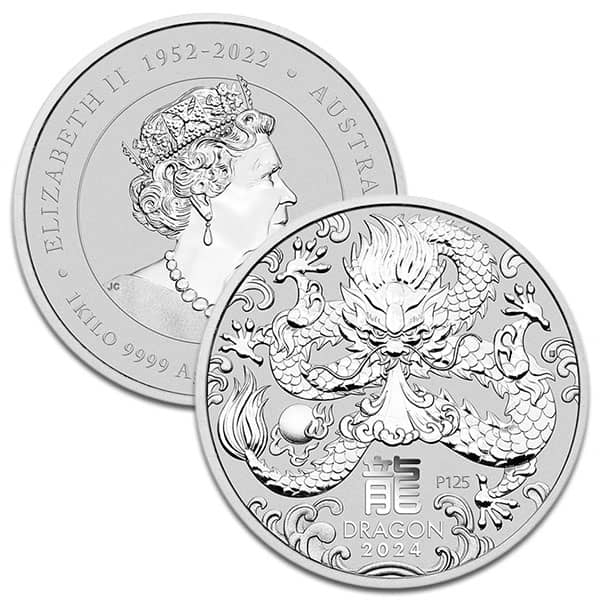 2024 1 Kilo Australian Lunar Series III Dragon Coin Money Metals