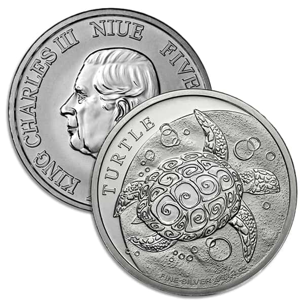 Buy 2 Oz New Zealand Silver Hawksbill Turtle Coins | Money