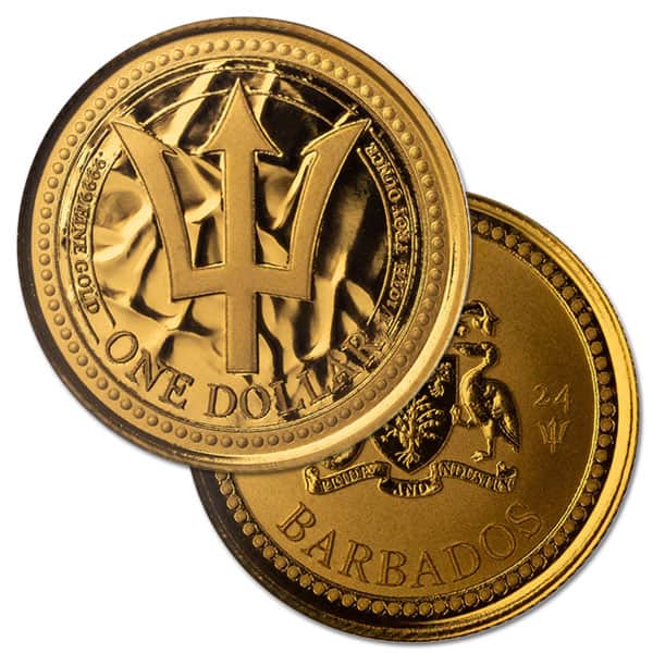 2024 Gold Barbados Trident Coin - 1/10 Troy Ounce, .9999 Pure