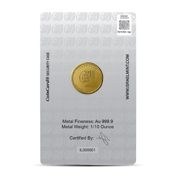 2025 Holy Land Mint Dove of Peace Gold 1/10 Troy Ounce Round - .9999 Pure in Assay Package
