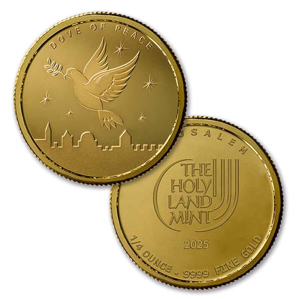 2025 Holy Land Mint Dove of Peace Gold 1/4 Troy Ounce Round - .9999 Pure in Assay Package