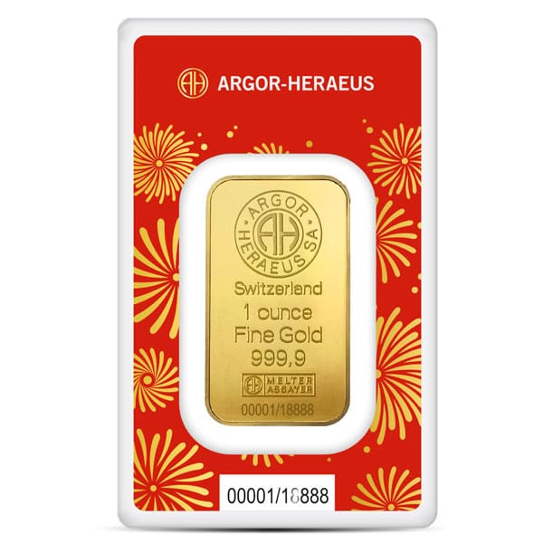 Argor-Heraeus Lunar Gold Bar - 2025 Year of the Snake, 1 Oz .9999 Gold