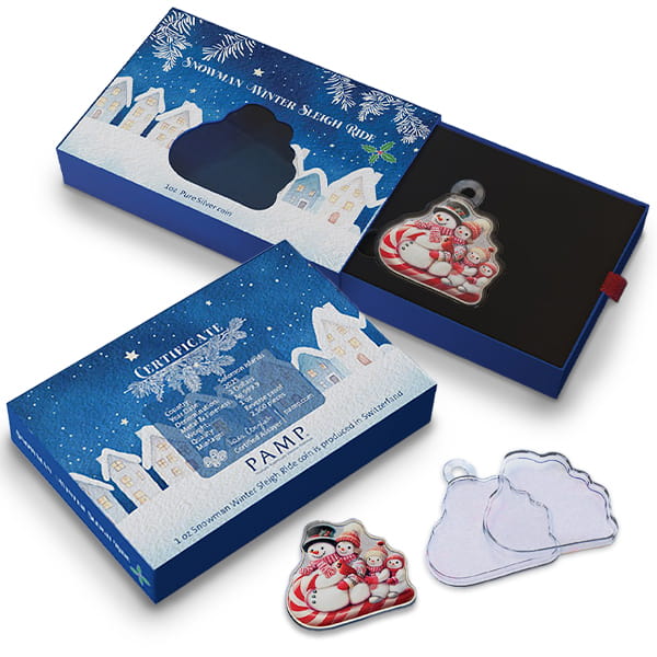 PAMP 2025 Snowman Sleigh Ride (Colorized & Shaped) - 1 Troy Ounce