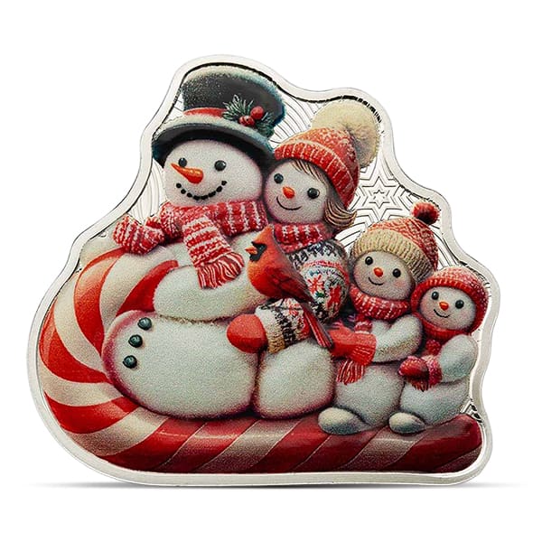 PAMP 2025 Snowman Sleigh Ride (Colorized & Shaped) - 1 Troy Ounce