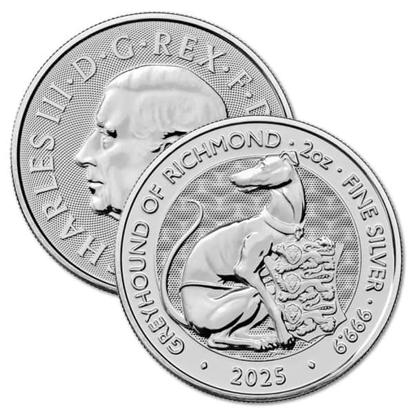 2025 British Royal Mint Tudor Beasts; Tudor Greyhound - 2 Oz