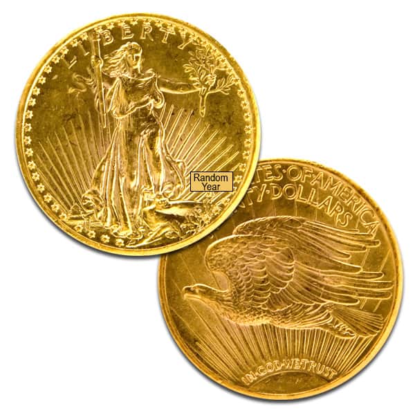 $20 Saint Gaudens Pre-1933 Double Eagle Gold Coin, Cleaned/Jewelry Grade
